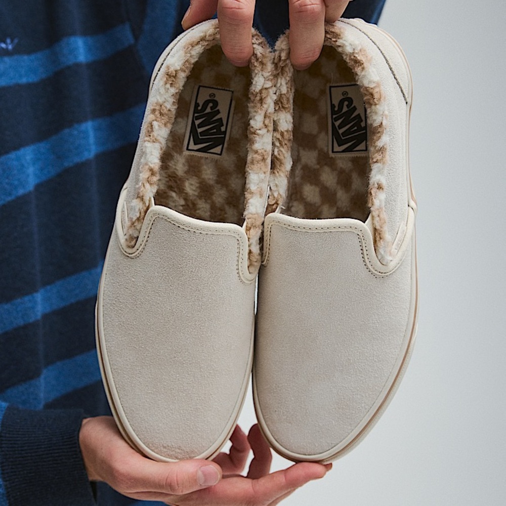 Vans Cream Slip-On Shoes VN000DAH89F Cozy Hug Turtle Dove mens wize 8-13